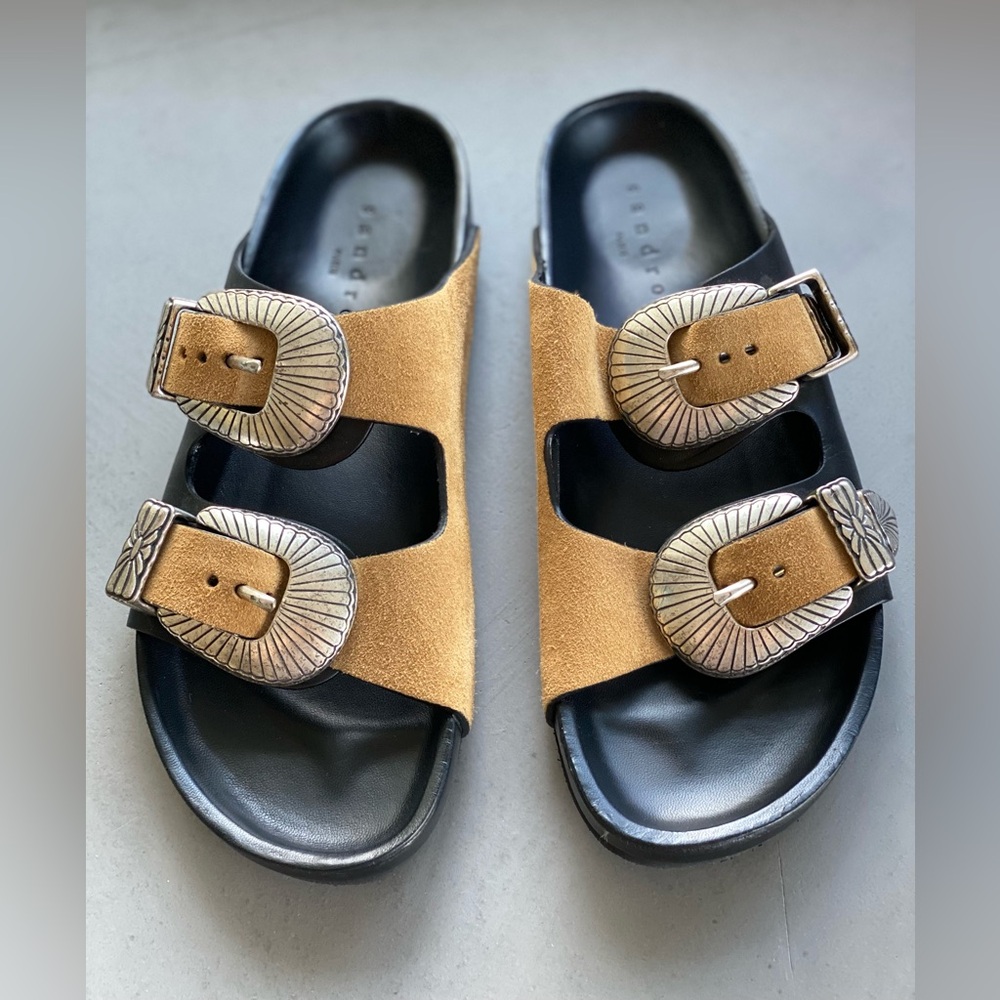 New Sandro Western Buckle Sandal isabel marant freebird free people revolve boho